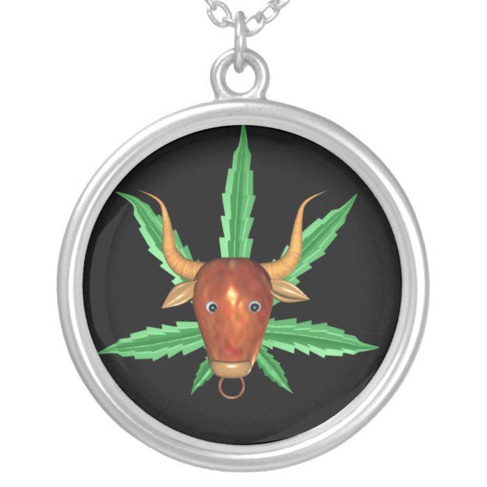 Taurus the bull with pot leaves pendant