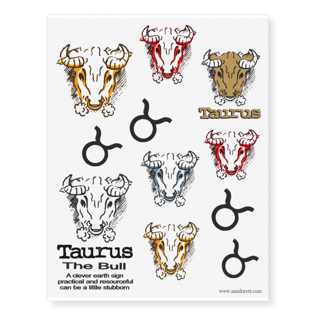 Taurus the Bull zodiac art tattoos (Front)