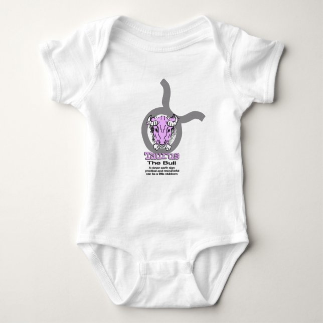 Taurus the bull zodiac astrology baby girl baby bodysuit (Front)
