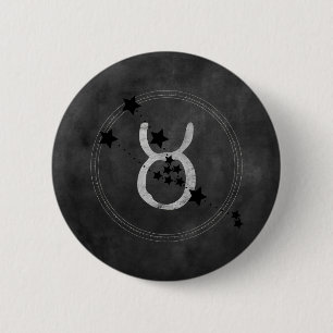 Taurus the bull zodiac constellation distressed button