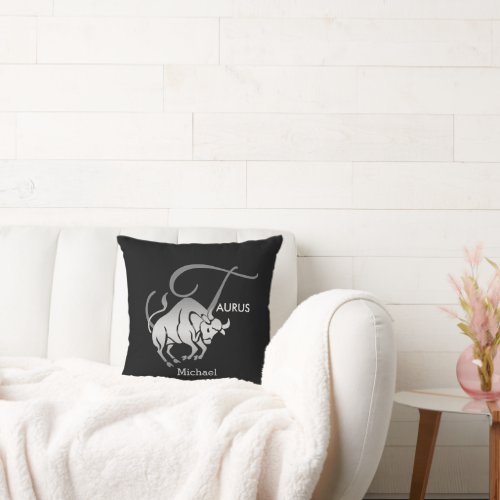 Taurus  the Bull _ Zodiac Horoscope _ Personalize Throw Pillow