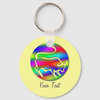 Taurus The Bull Zodiac Rainbow Color Keychain by zodiac_shop at Zazzle