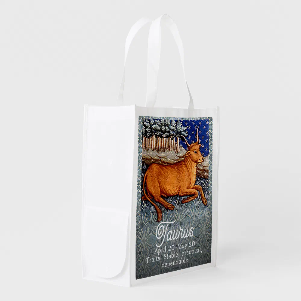 Taurus the Bull Zodiac Sign Birthday Party Grocery Bag