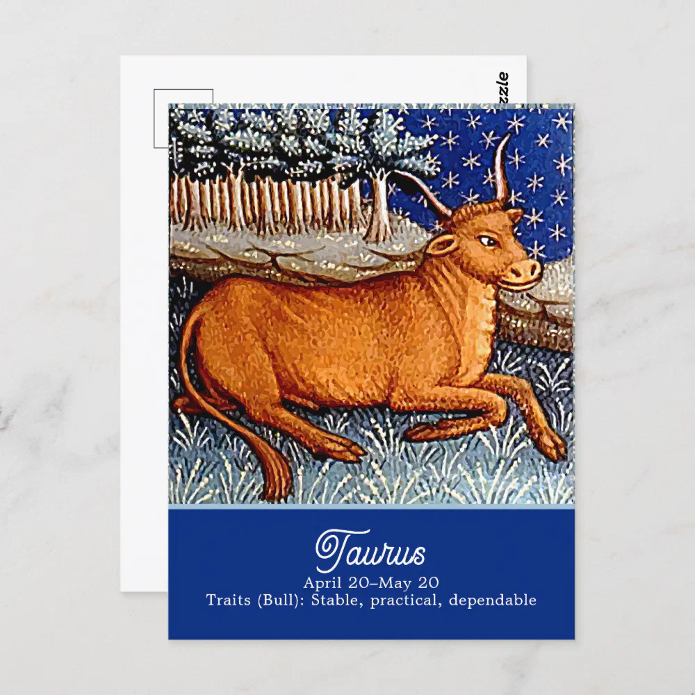 Taurus the Bull Zodiac Sign Birthday Party Postcard