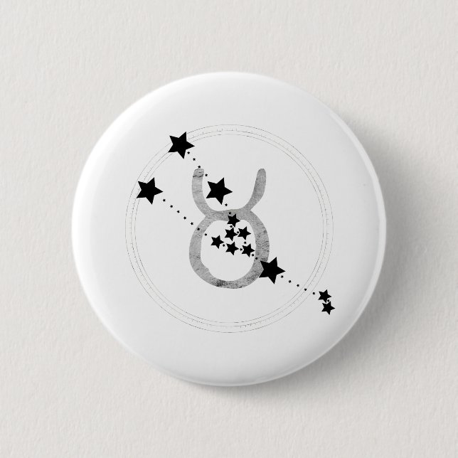 Taurus the bull zodiac sign constellation button (Front)