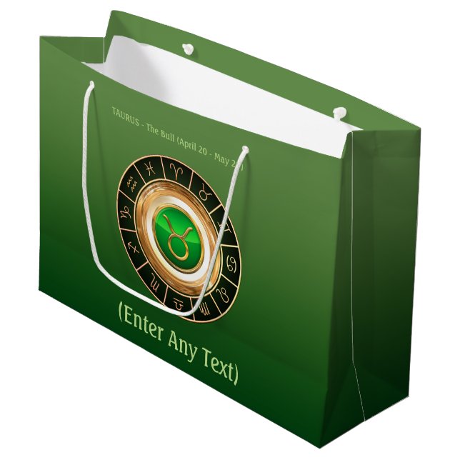 Taurus - The Bull Zodiac Sign Large Gift Bag (Front Angled)
