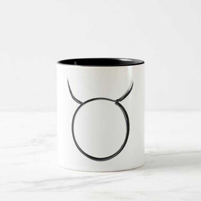 Taurus The Bull Zodiac Sign Minimal Astrology  Two-Tone Coffee Mug (Center)