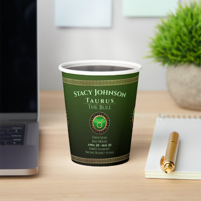 Taurus - The Bull Zodiac Sign Paper Cups (Insitu)