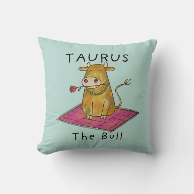 Taurus the Bull zodiac star constellation Throw Pillow (Front)