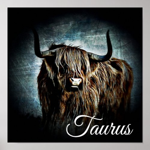 Taurus The Bull Zodiac Symbol Astrology Poster