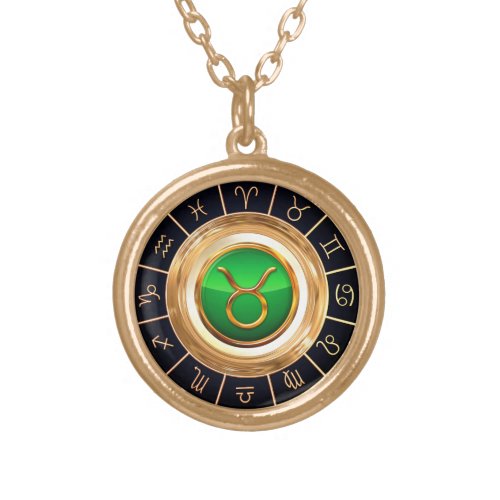 Taurus _ The Bulls Astrological Symbol Gold Plated Necklace