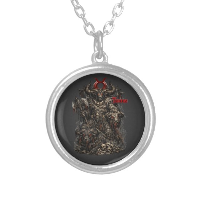 Taurus — The Infernal Warlord Silver Plated Necklace (Front)