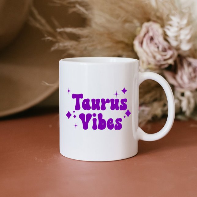 Taurus Vibes Zodiac Astrology Purple Stars Coffee  Coffee Mug (Creator Uploaded)