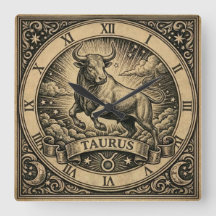 Taurus Vintage Zodiac Wall Clock