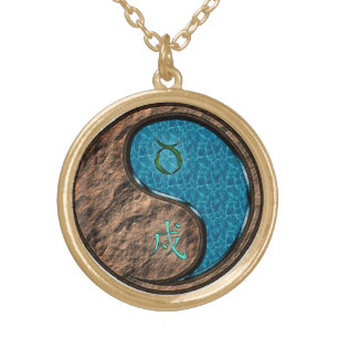 Taurus & Water Dog Gold Plated Necklace