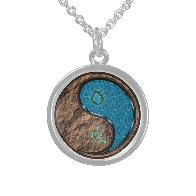 Taurus & Water Dog Sterling Silver Necklace (Front)