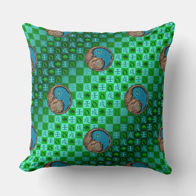 Taurus & Water Dog Throw Pillow (Front)