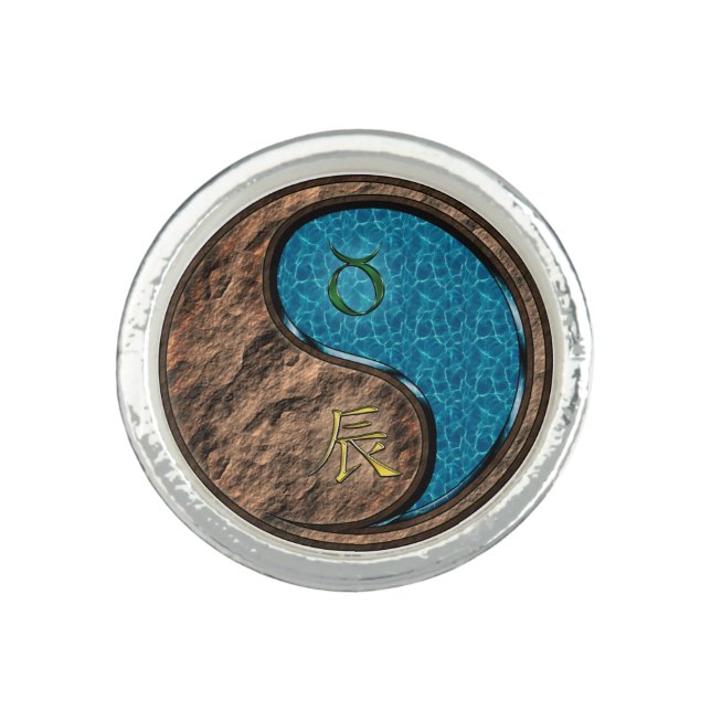 Taurus & Water Dragon Ring (Front)