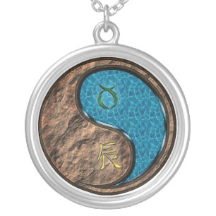 Taurus & Water Dragon Silver Plated Necklace