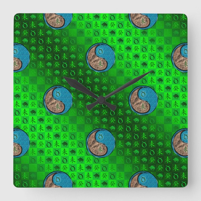 Taurus & Water Goat Square Wall Clock (Front)
