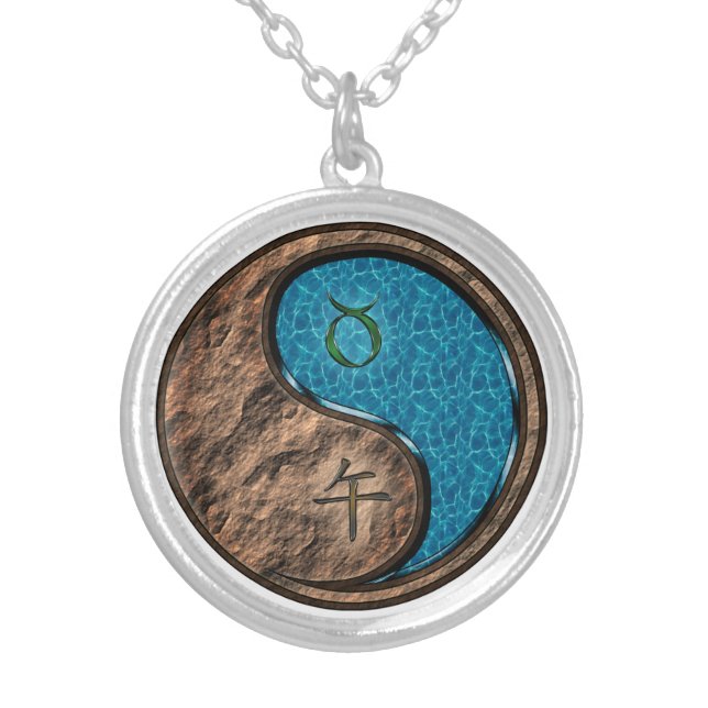 Taurus & Water Horse Silver Plated Necklace (Front)