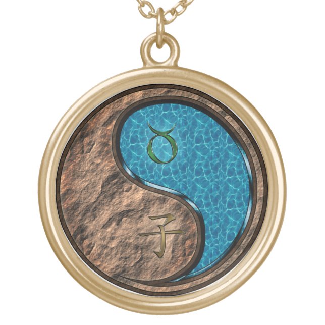 Taurus & Water Rat Gold Plated Necklace (Front)