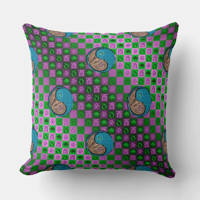 Taurus & Water Rooster Throw Pillow (Front)
