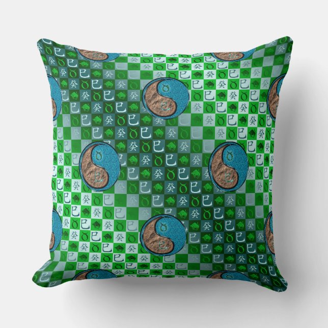 Taurus & Water Snake Throw Pillow (Front)