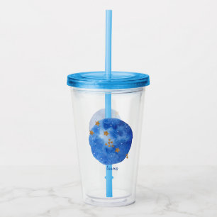 Taurus Watercolor Night Sky Constellation Zodiac Acrylic Tumbler
