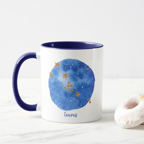 Taurus Watercolor Night Sky Constellation Zodiac Mug