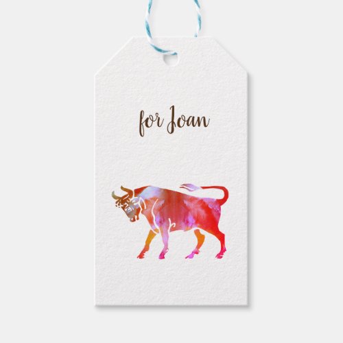 Taurus Watercolor Sign  Custom Gift Tags