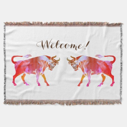 Taurus Watercolor Sign Welcome Throw Blanket