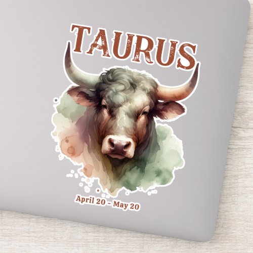 Taurus Watercolor Zodiac Sign Custom Birth Date Sticker