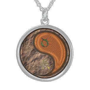 Taurus & Wood Dragon Sterling Silver Necklace