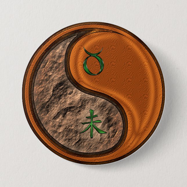 Taurus & Wood Goat Button (Front)