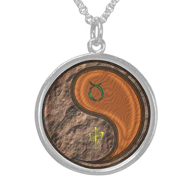 Taurus & Wood Monkey Sterling Silver Necklace (Front)
