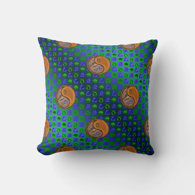 Taurus & Wood Ox Throw Pillow (Front)