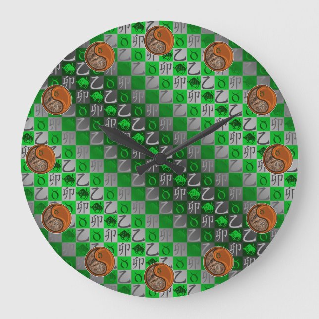 Taurus & Wood Rabbit Large Clock (Front)