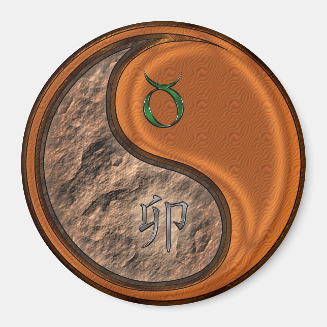 Taurus & Wood Rabbit Magnet (Front)