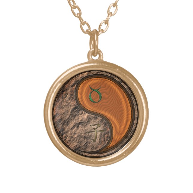 Taurus & Wood Rat Gold Plated Necklace (Front)
