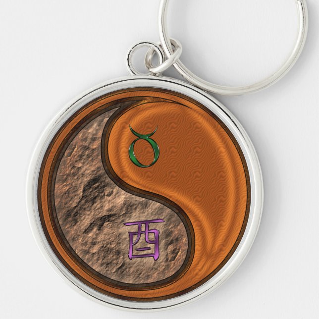 Taurus & Wood Rooster Keychain (Front)