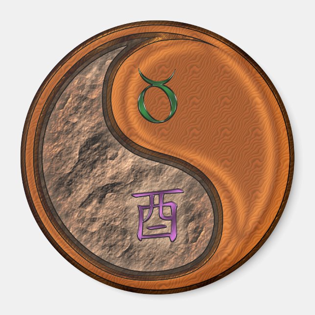 Taurus & Wood Rooster Magnet (Front)