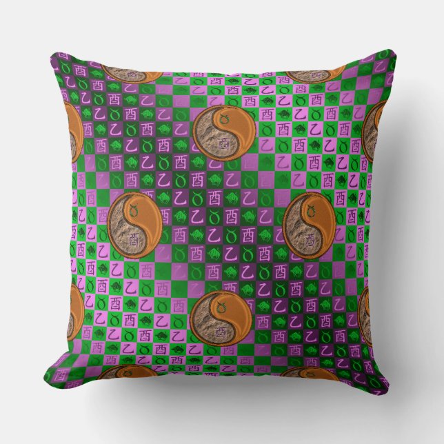 Taurus & Wood Rooster Throw Pillow (Front)