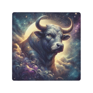 Taurus Zodiac Art - Majestic Bull with Celestial S