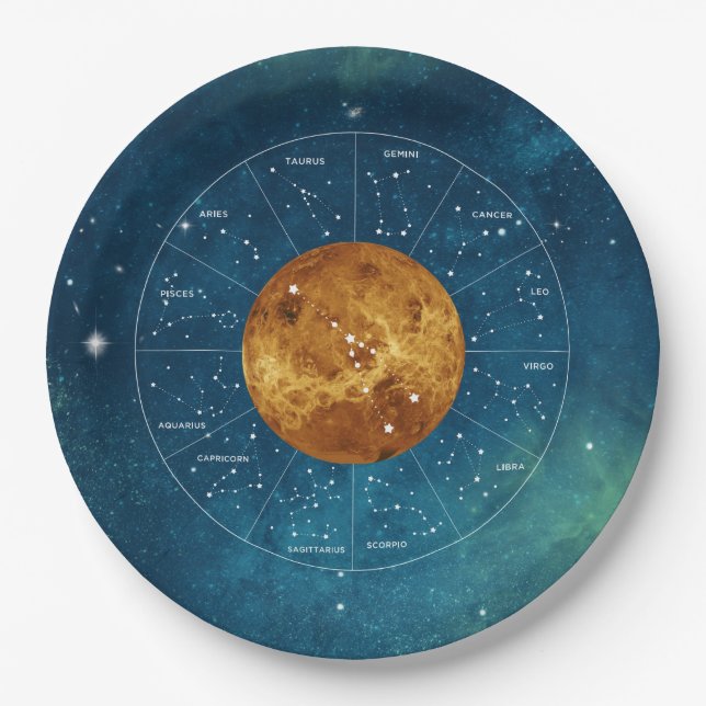 Taurus Zodiac Astrological Sign - Planet Venus Paper Plates (Front)