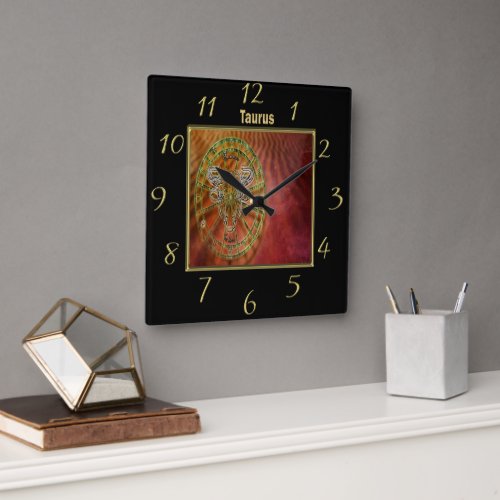 Taurus Zodiac Astrology design Horoscope Square Wall Clock