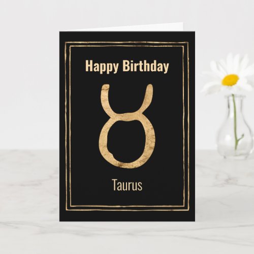 Taurus zodiac astrology gold Happy Birthday Card