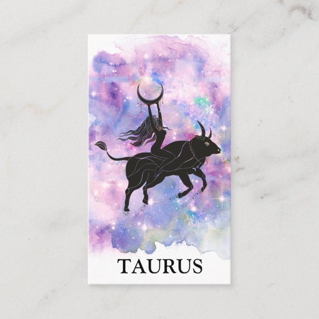 *~* TAURUS Zodiac Astrology Readings Blue Pink Business Card (Front)