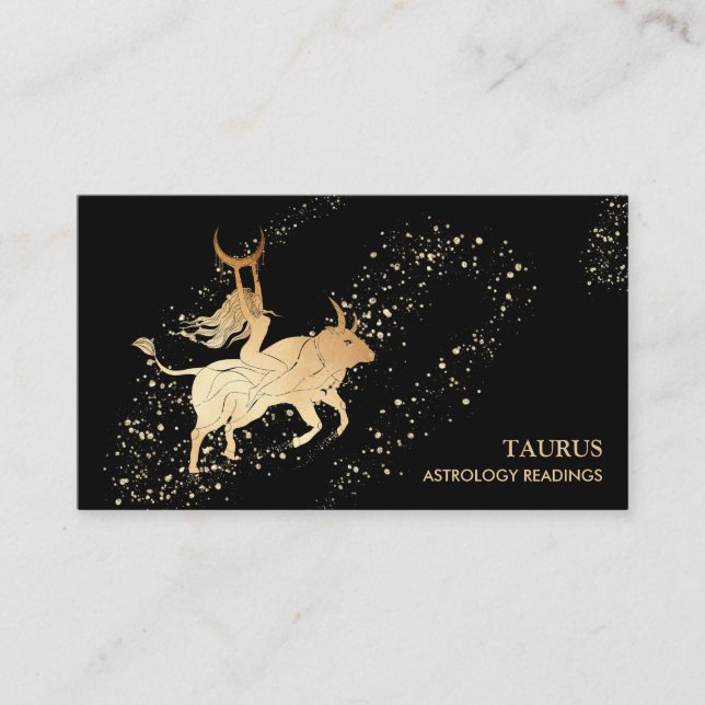 *~* TAURUS :  Zodiac Astrology Readings Moon Bull Business Card (Front)