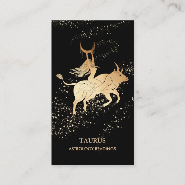*~* TAURUS Zodiac Astrology Readings Moon Bull Business Card (Front)
